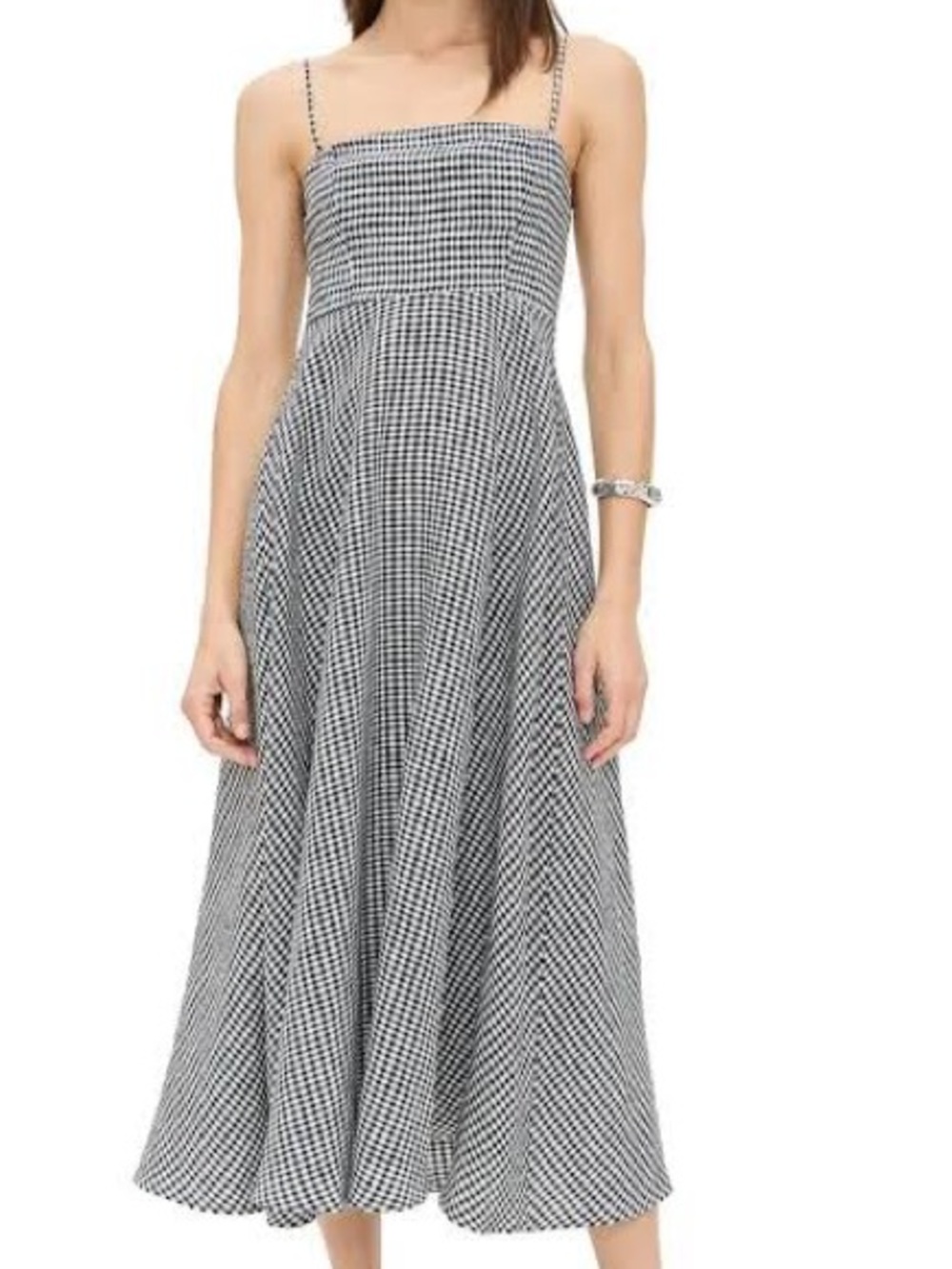 Reformation Monette Remy Check Linen  2 Black White Gingham Dress